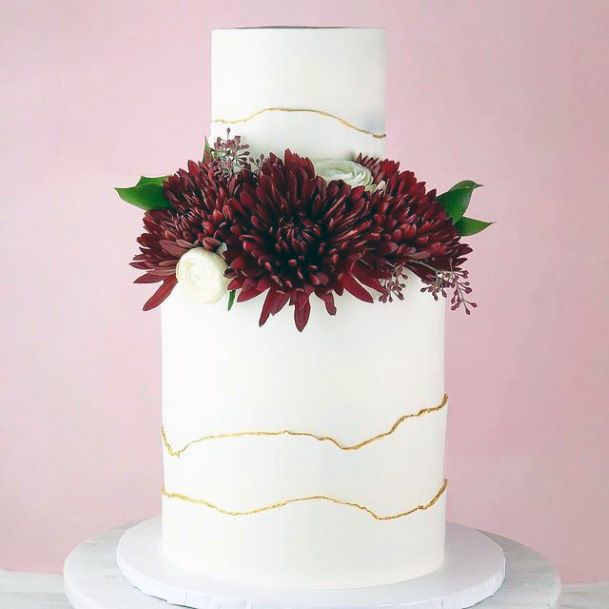 Womens Smooth White Wedding Cake Fall Flowers