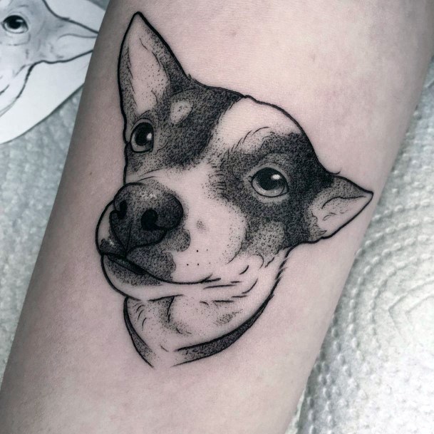 Womens Soft Eyed Dog Tattoo