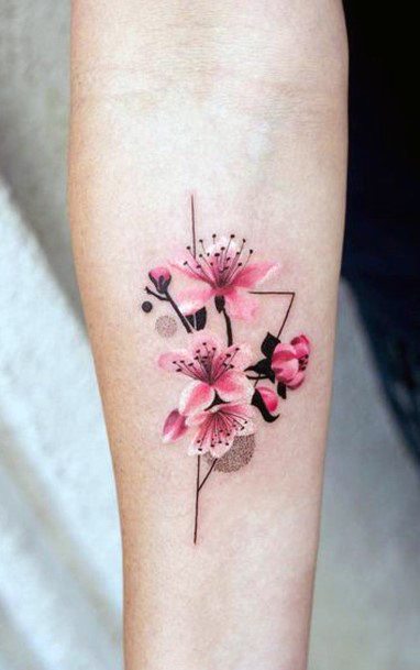 Womens Sophisticated Cherry Blosso Tattoo