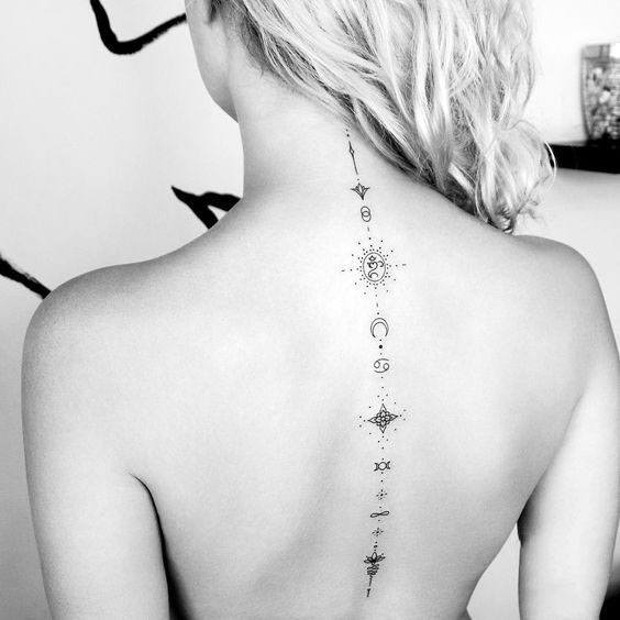 Womens Sparkling Spine Tattoo