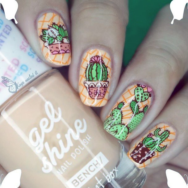 Womens Spectacular Cactus Nails