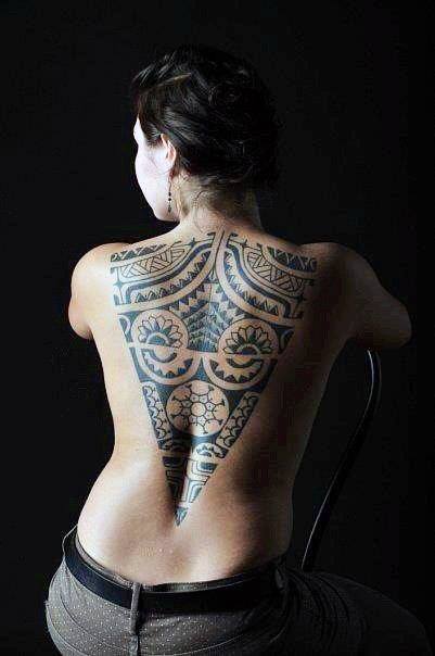 Womens Spectacular Tribal Tattoo On Back