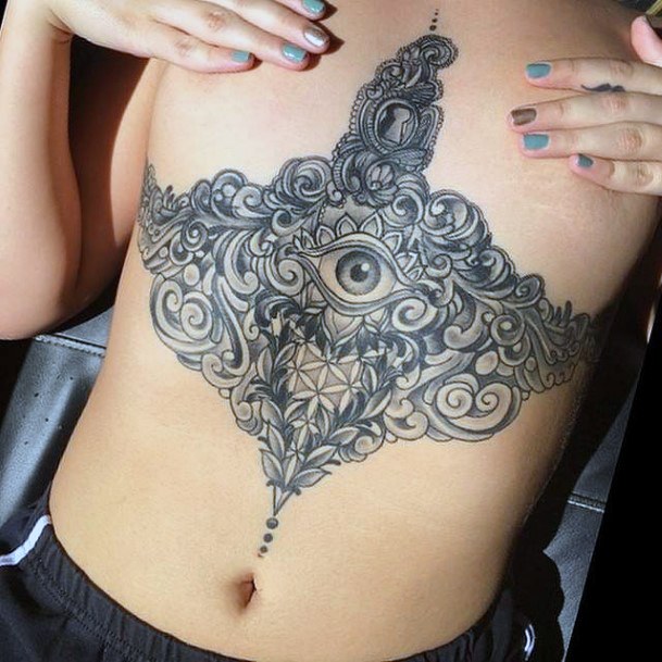 Womens Spectacular Underboob Tattoo