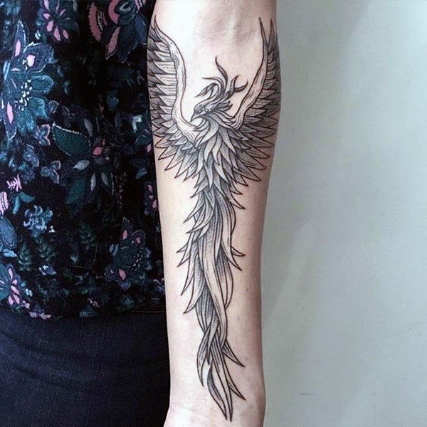 Womens Spikey Phoenix Tattoo Arms