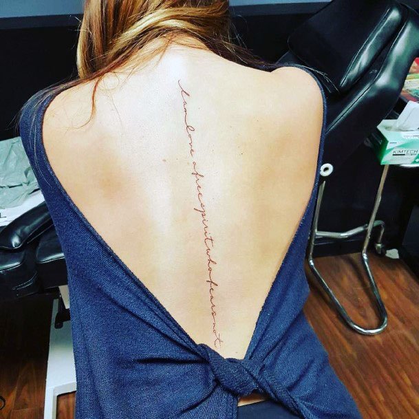 Womens Spine Cursive Writing Tattoo