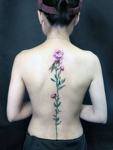 Womens Spine Rose Tattoo