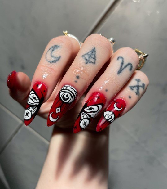 Womens Spooky Girly Nail Designs