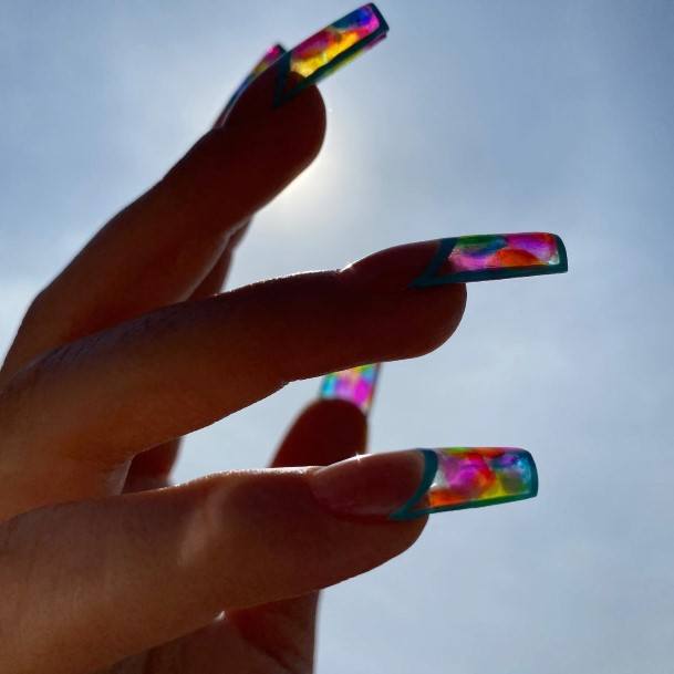 Womens Stained Glass Nail Design Ideas