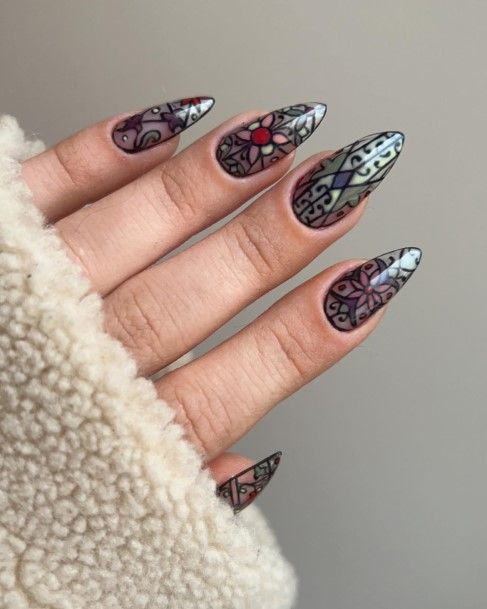 Womens Stained Glass Nail Ideas