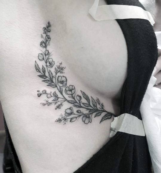 Womens Stalk Underboob Tattoo