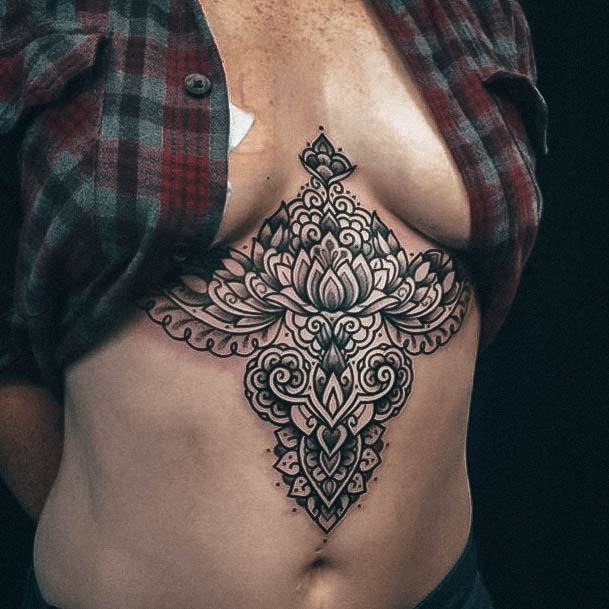 Womens Sternum Tattoo Design Ideas