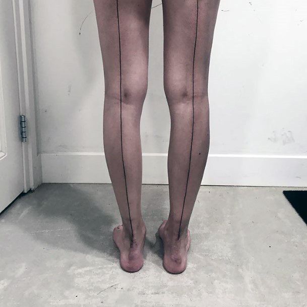 Womens Straight Line Leg Tattoo