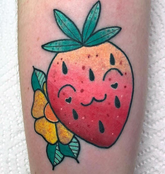 Womens Strawberry Cute Tattoo