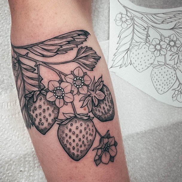 Womens Strawberry Tattoo Styles