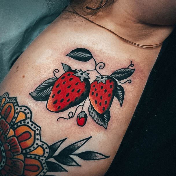 Womens Strawberryly Strawberry Tattoo Ideas