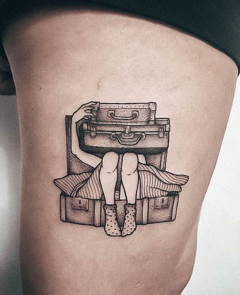 Womens Suitcase Tattoo Design Ideas