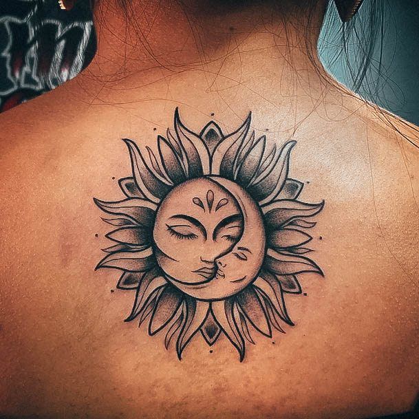 Womens Sun And Moon Good Looking Tattoos Circle
