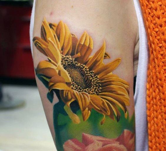 Womens Sunflower 3D Tattoo