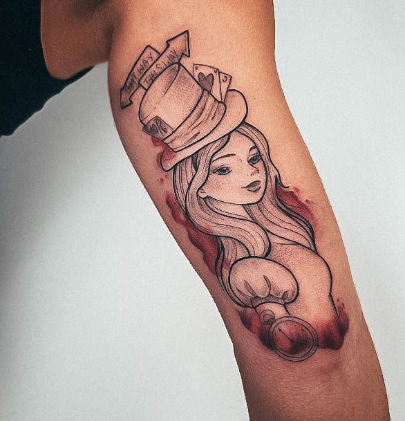 Womens Tattoo Art Alice In Wonderland Tattoo