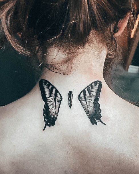 Womens Tattoo Art Back Of Neck Tattoo