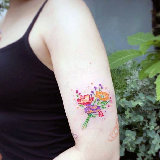 Womens Tattoo Art Bouquet Tattoo