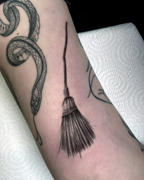 Womens Tattoo Art Broomstick Tattoo