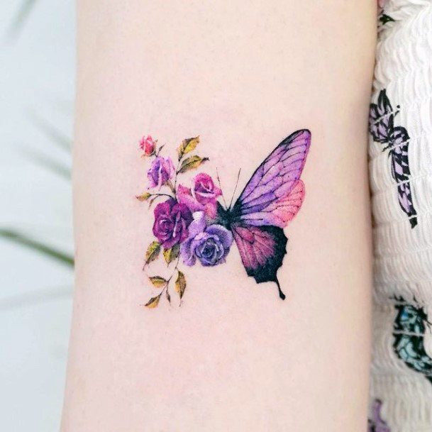 Womens Tattoo Art Butterfly Flower Tattoo