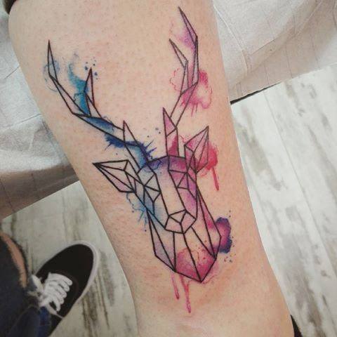 Womens Tattoo Art Caribou Reindeer Tattoo