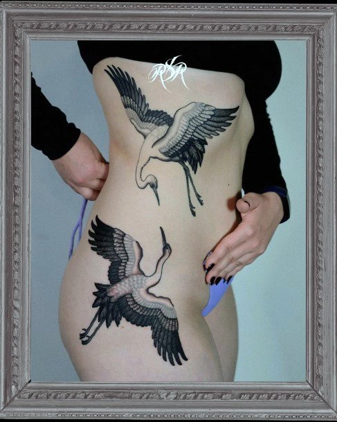 Womens Tattoo Art Crane Tattoo