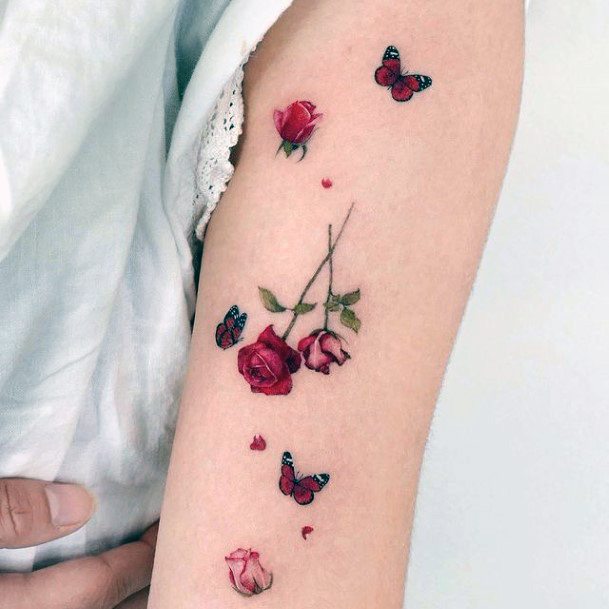 Womens Tattoo Art Flower Petal Tattoo