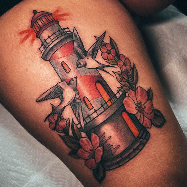 Womens Tattoo Art Lighthouse Tattoo