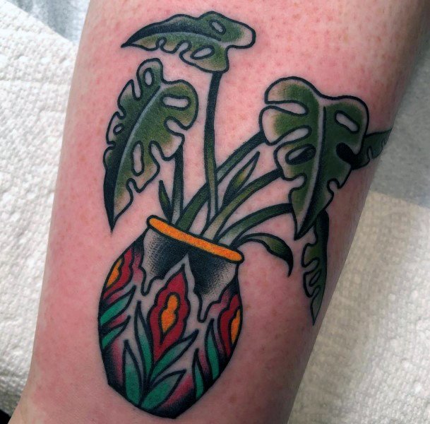 Womens Tattoo Art Monstera Tattoo