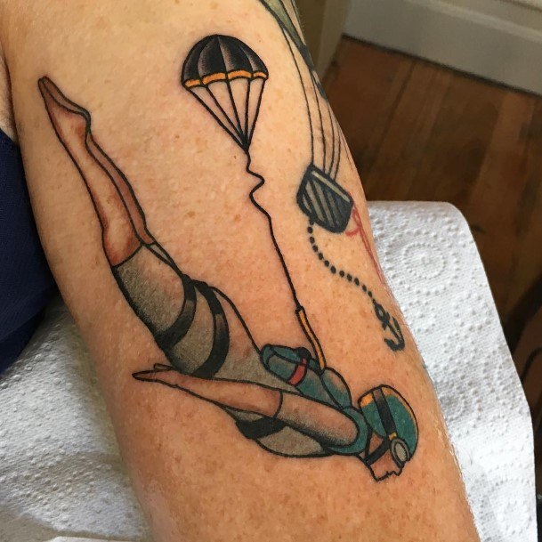 Womens Tattoo Art Parachute Skydiving Tattoo