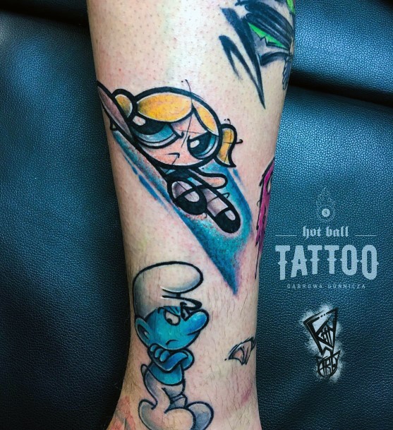 Womens Tattoo Art Powerpuff Girls Bubbles Tattoo