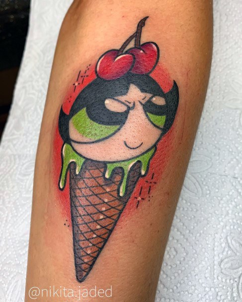 Womens Tattoo Art Powerpuff Girls Buttercup Tattoo