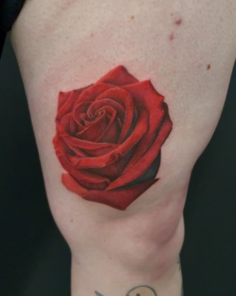 Womens Tattoo Art Rose Thigh Tattoo