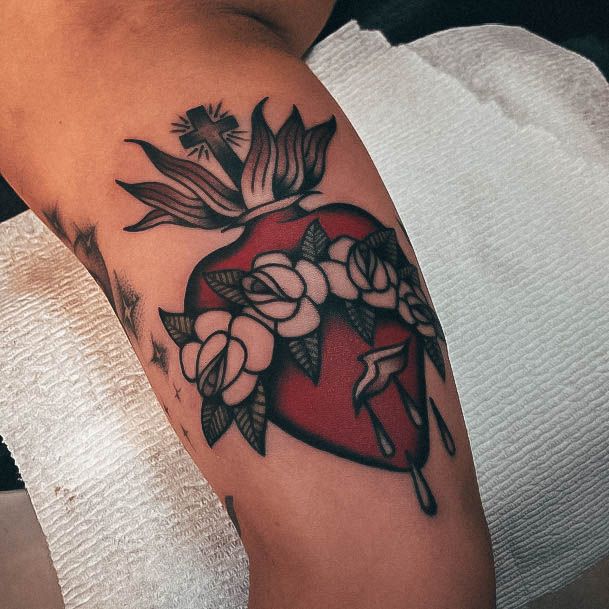 Womens Tattoo Art Sacred Heart Tattoo