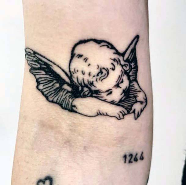 Womens Tattoo Baby Angel With Wings