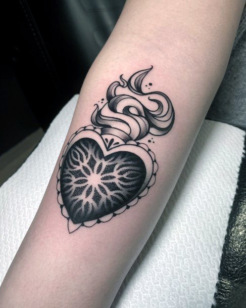 Womens Tattoo Ideas Flaming Heart