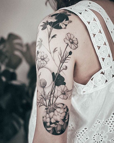 Womens Tattoo Ideas Flower Shoulder