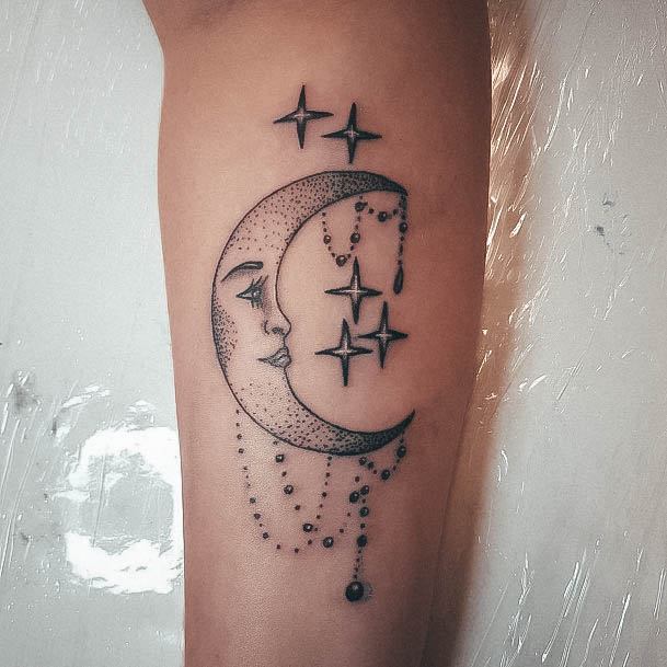 Womens Tattoo Ideas Moon And Stars