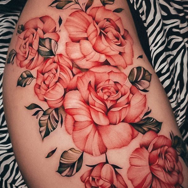 Womens Tattoo Ideas Rose Thigh