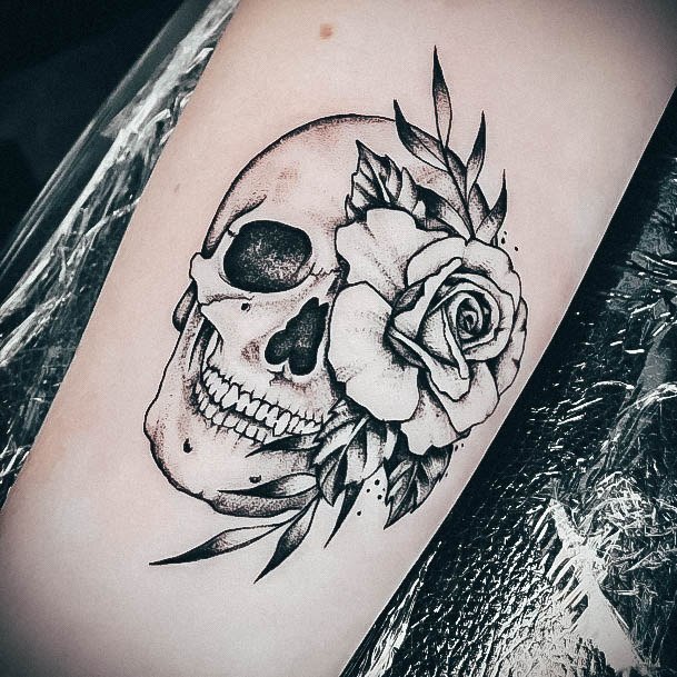 Womens Tattoo Ideas Skull And Rose