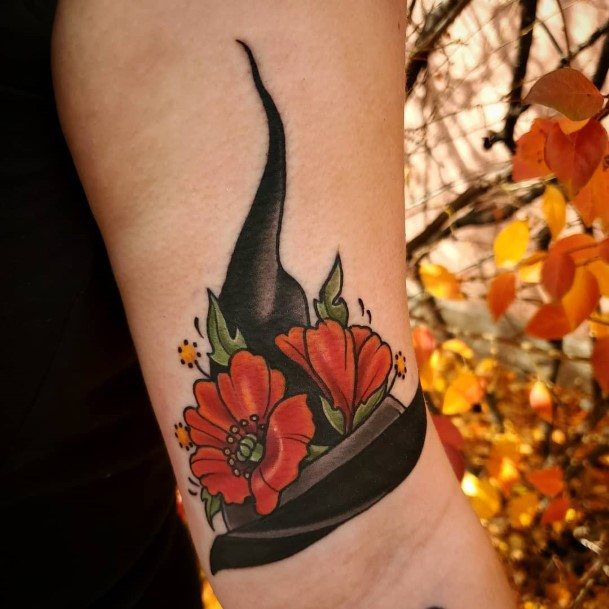 Womens Tattoo Ideas Witch Hat