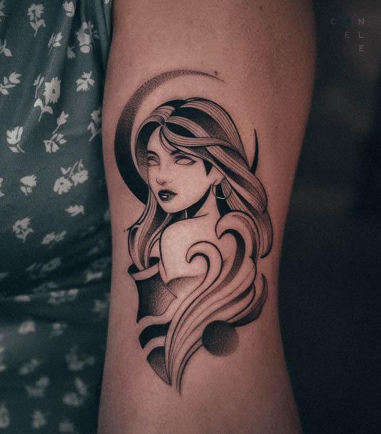 Womens Tattoo Ideas With Aquarius Design