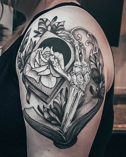 Womens Tattoo Ideas With Book Design