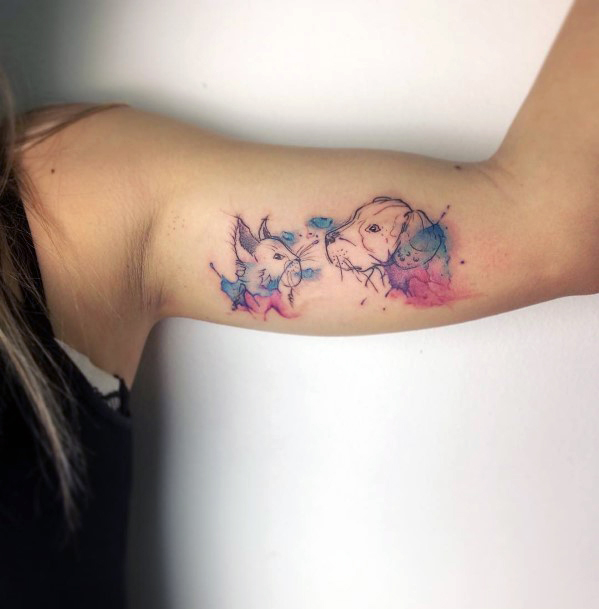 Womens Tattoo Ideas With Catdog Design