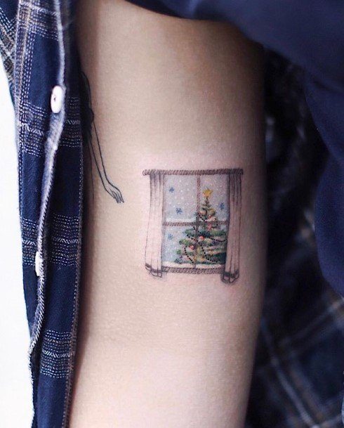 Womens Tattoo Ideas With Christmas Tree Design