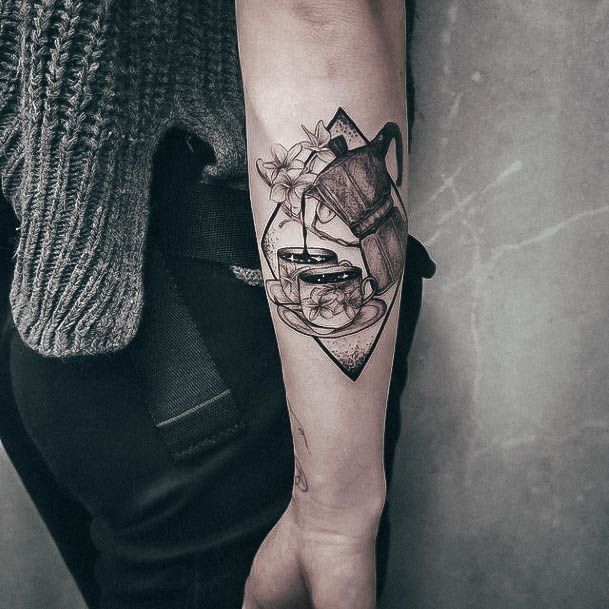 Womens Tattoo Ideas With Coffee Mug Design