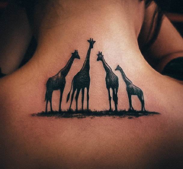Womens Tattoo Ideas With Giraffe Design Upper Back